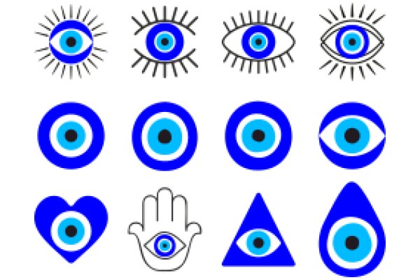 A Collection of Symbolic Icons: Eyes, Heart, and Hand