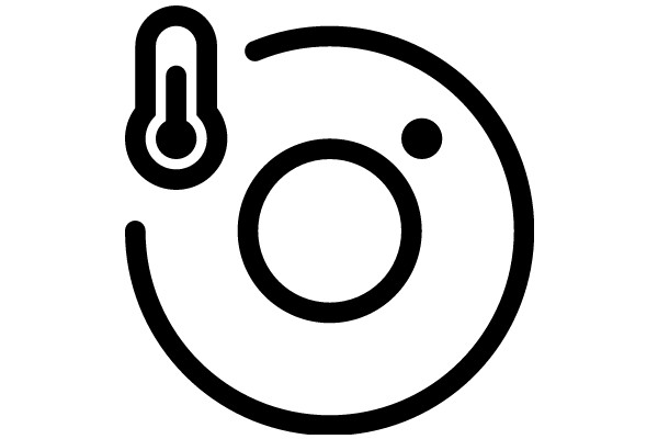 Simplistic Line Drawing of a Thermometer and a Donut