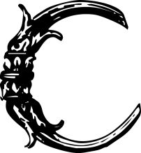 Stylized Crescent Moon with Curved Horns