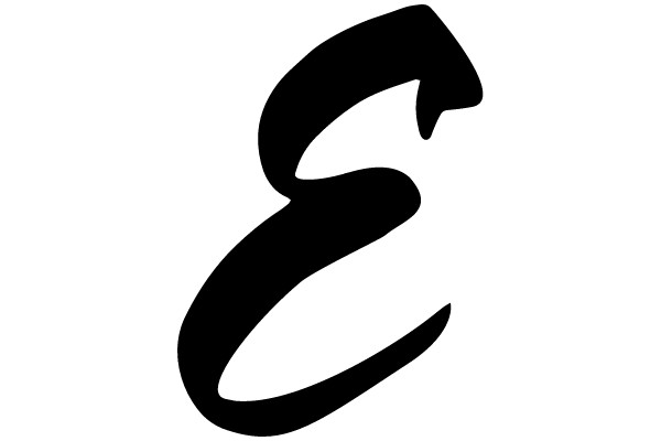 Black Letter E on White Background