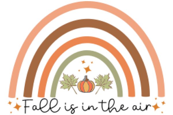 Autumnal Rainbow with Fall-themed Elements and the Phrase 'Fall is in the Air'