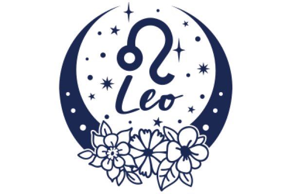 Astrological Logo: Leo with Flower and Moon Design
