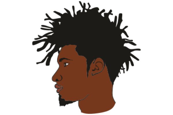 Stylized Portrait of a Man with Afro Hair and a Beard