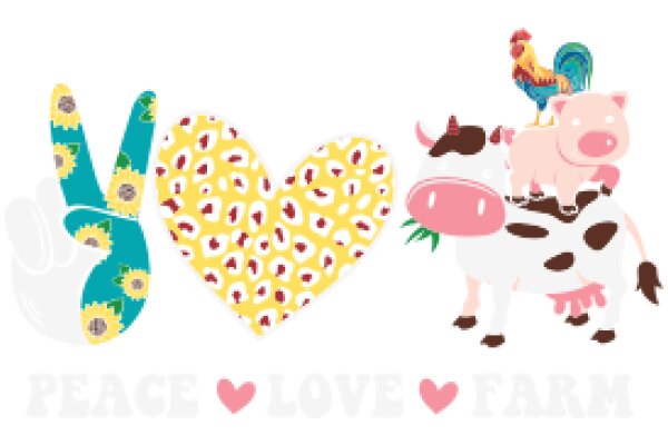 Peace, Love, and Farm Life: A Colorful Illustration Celebrating Rural Living and the Simple Joys of Life