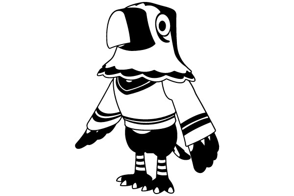 Monochrome Parrot Mascot: A Playful Character Design