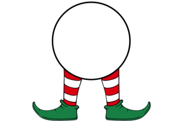 Whimsical Character: A Cartoon of a Green Shoe with Red and White Striped Socks