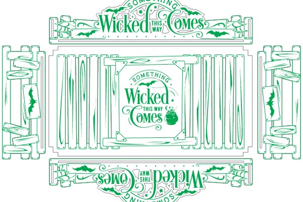 Wicked Comes: A Halloween-themed sign for a store or event.