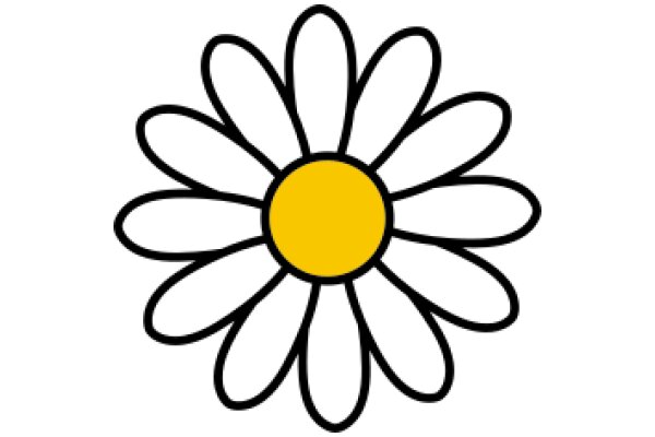 Vibrant Yellow Daisy with Black Outline