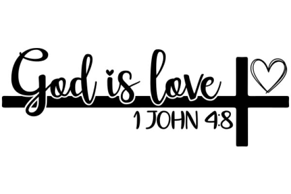 A Graphic Design of a Cross with the Words 'God is Love' and '1 John 4:8' Below It