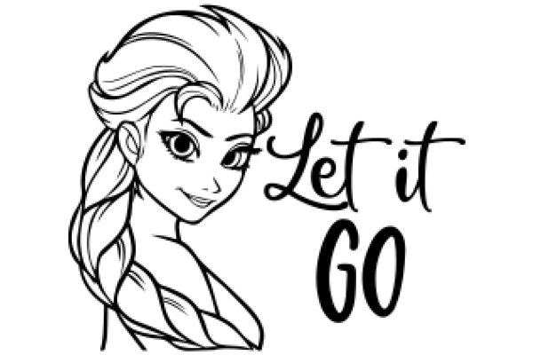 Stylized Character with the Phrase 'Let It Go' in a Modern, Minimalist Design