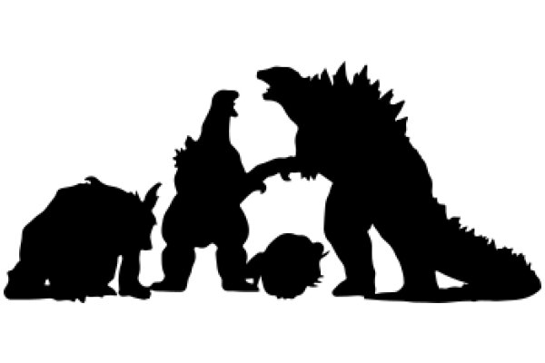 A Silhouette of a Playful Moment with Godzilla and Friends
