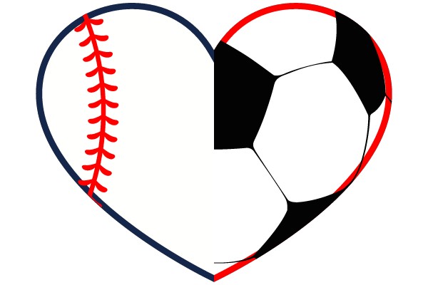 Harmony in Motion: A Baseball and a Soccer Ball Unite in a Heart-Shaped Symbol of Sports Unity