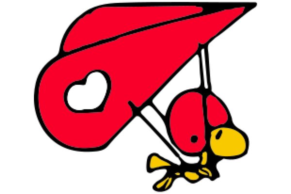 Vintage Red Kite with Yellow Bird Design