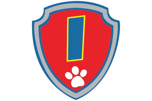 Shield with Paw Print and Blue Rectangle