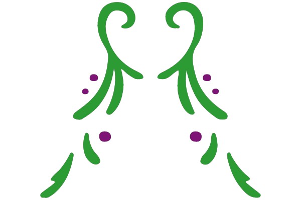 Symmetrical Green and Purple Floral Design