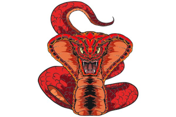 Vivid Illustration of a Red Python Snake with a Fierce Expression