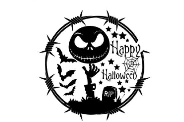 Halloween Greeting Card: A Spooky Scene with a Smiling Jack-o-Lantern and a Witch's Hat