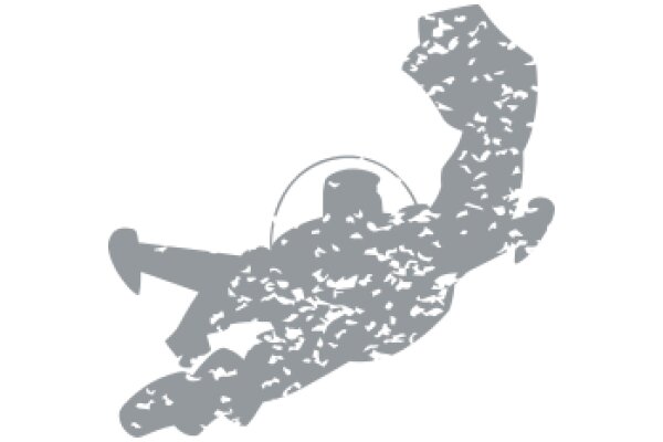 A Gray Silhouette of a Humanoid Figure with a Smaller Figure on Top, Against a White Background