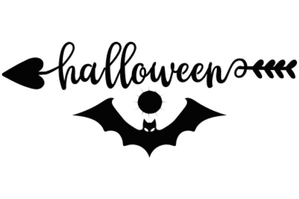 Halloween-themed logo with a bat and a pumpkin, featuring the words 'Halloween' and 'Halloween' in a stylized font.