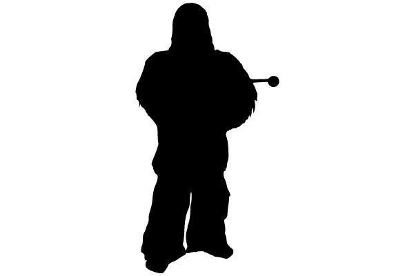 Silhouette of a Character Holding a Walking Stick