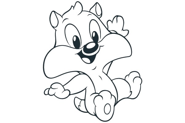 Cheerful Cartoon Cat in a Leap