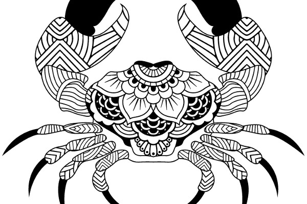 Stylized Drawing of a Scorpion with Intricate Patterns
