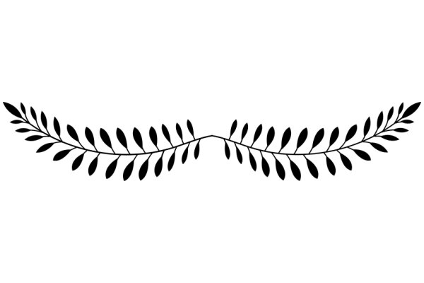 Stylized Artwork of a Leafy Branch with a Black Silhouette