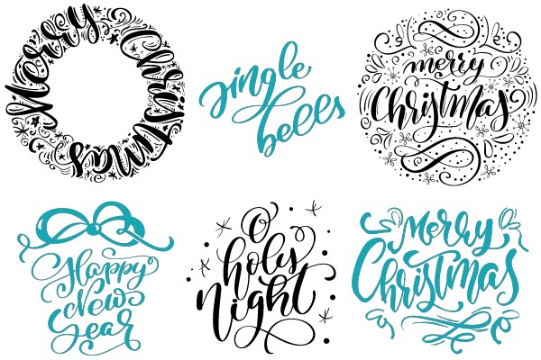 Handwritten Merry Christmas and Happy New Year Design
