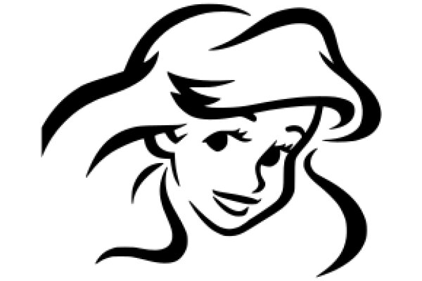 Stylized Cartoon Character: A Line Drawing of a Woman's Face with Curly Hair and a Smile