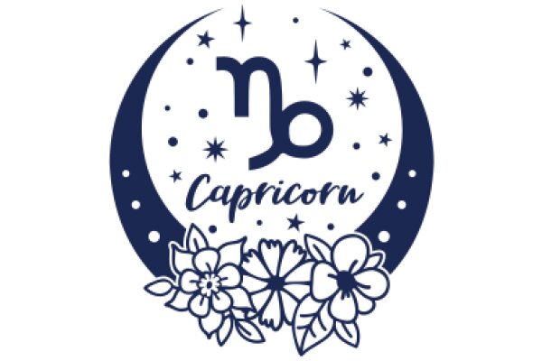 Celestial Capricorn: A Graphic Design with a Moon and Stars Background