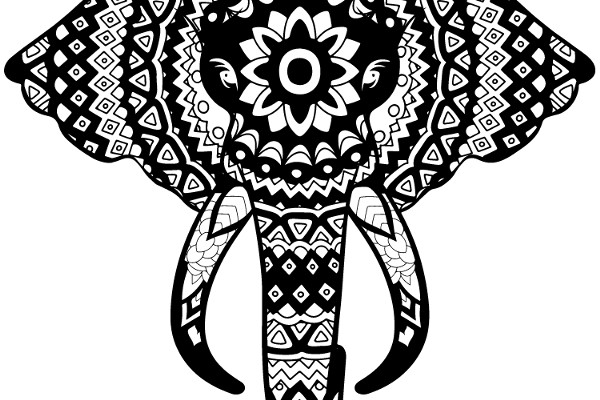 Stylized Elephant Design with Intricate Patterns