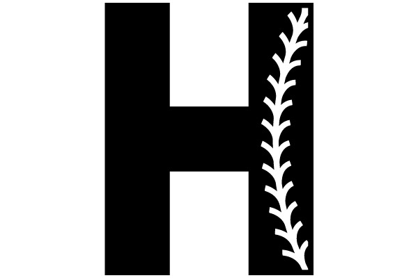 Letter H with Baseball Stitching