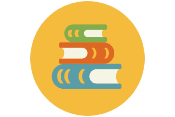 Digital Art: A Pixelated Stack of Books on a Yellow Circle