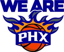 Phoenix Suns Logo: 'We Are Phoenix' with a Flaming Basketball Design