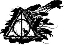 Silhouette of a Fantasy Scene: A Dark Forest with a Mystical Creature and a Hidden Symbol