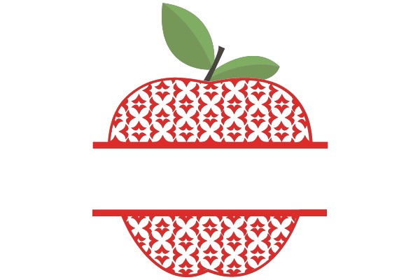 A Red Apple with a Green Leaf, Decorated with White Flowers, on a White Background