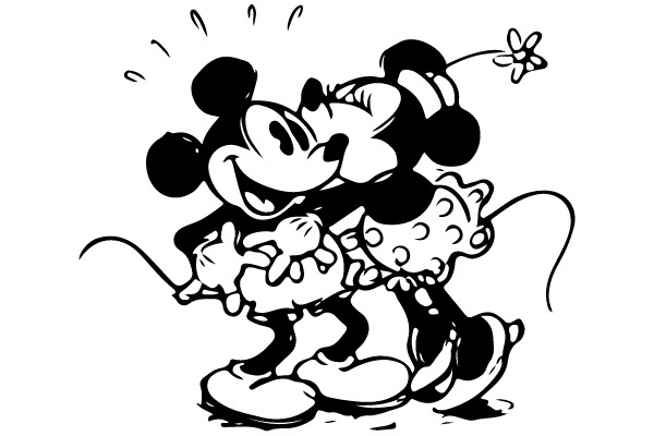 Mickey and Minnie in a Hug
