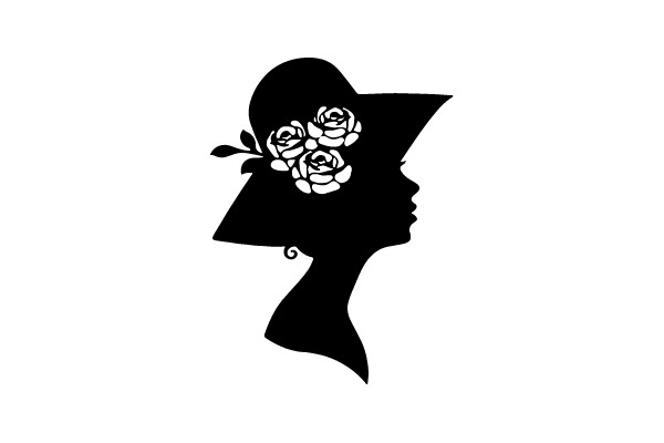 Silhouette of a Woman with Flowers in Her Hat