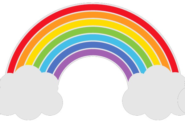 Colorful Rainbow with Clouds