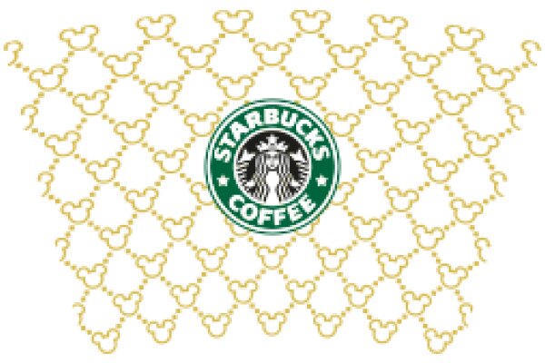 Starbucks Coffee Logo Embedded in a Disney-themed Pattern