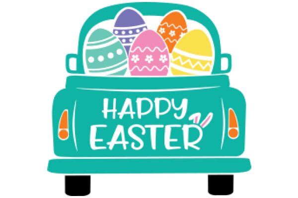 Happy Easter: A Colorful Display of Easter Eggs in a Car