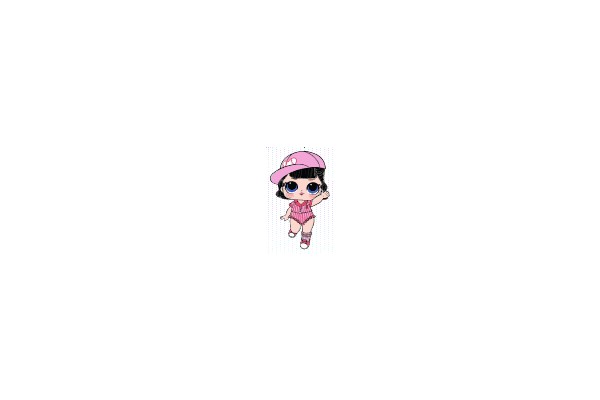 Chibi Character in Pink Outfit and Cap