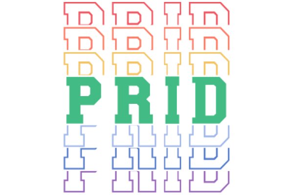 Colorful Typography Art: A Vibrant Display of the Word 'PRIDE' in Multiple Languages