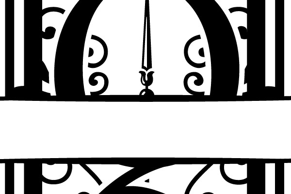 Vintage Clock in Scrollwork Border