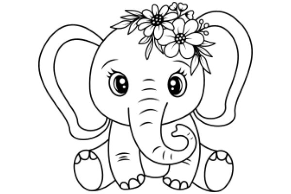 Adorable Elephant with a Flower Crown