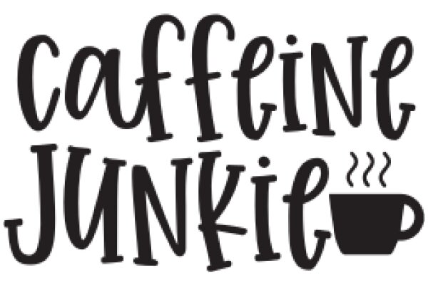 Caffeine Junkie: A Graphic Design of a Coffee Cup and the Word 'Caffeine' in a Stylized Font