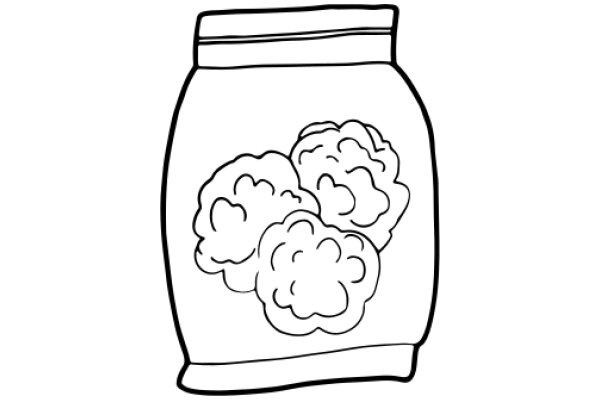 A Simple Line Drawing of a Jar with Cloud-like Objects Inside