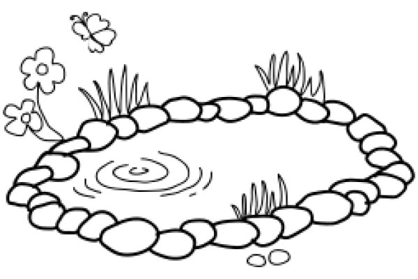 A Whimsical Garden Scene with Flowering Plants and Rocks