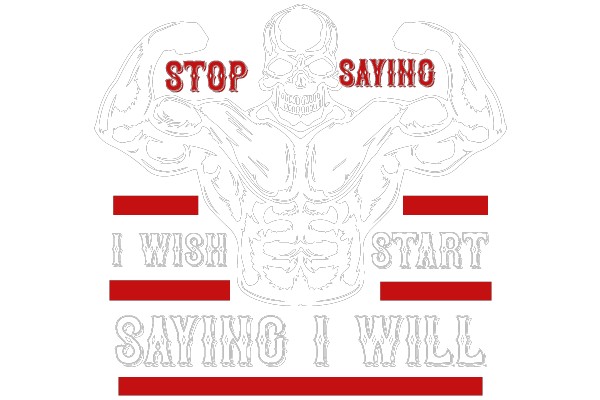 Motivational Message with Skeletal Bodybuilding Illustration