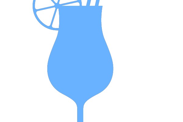 Blue Cocktail with Straws and Lemon